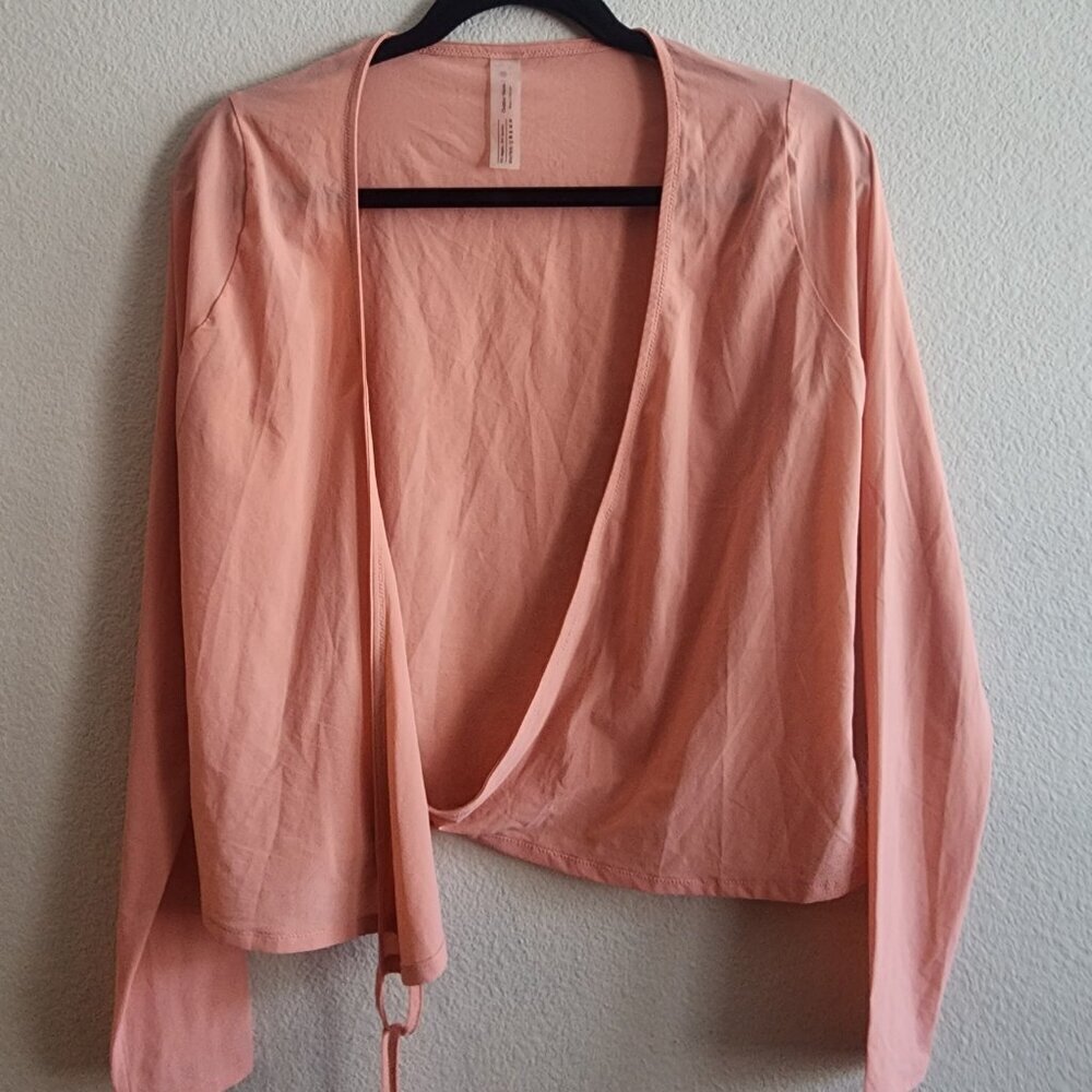 Outdoor Voices Wrap Cardigan Womens Small Pink Long Sleeve Lightweight Tie Front